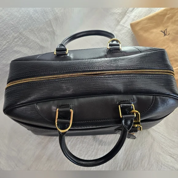 Louis Vuitton Epi Deauville Black Noir Bag Travel Luggage Keepall Speedy Leather - Picture 11 of 15